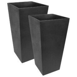 Tierra Verde 28 in. Sonata Recycled Rubber Indoor/Outdoor Self Watering Planter in Slate, (2-Pack)