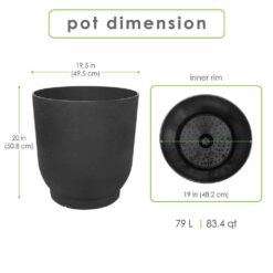 Tierra Verde 20 in. Florencia Black Indoor/Outdoor Recycled Rubber Large Round Planter, (2-pack)