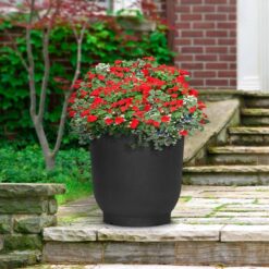 Tierra Verde 20 in. Florencia Black Indoor/Outdoor Recycled Rubber Large Round Planter, (2-pack)