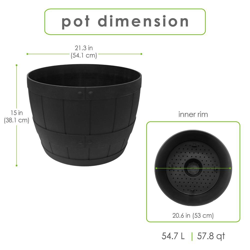 Tierra Verde 15 in. Barrel Black Indoor/Outdoor Recycled Rubber Self  Watering Planter, (2-Pack) - MartDiscover.com