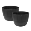 Tierra Verde 15 in. Barrel Black Indoor/Outdoor Recycled Rubber Self Watering Planter, (2-Pack)