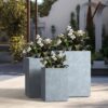 Sapcrete 12.5", 16", 18.5" H Lightweight Concrete Planters, Square Plant Pots with Drainage Hole for Indoor/Outdoor, Slate Gray