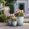 Sapcrete 10in., 14in., 18in. Dia Soft Slate Extra Large Tall Round Concrete Plant Pot / Planter for Indoor & Outdoor Set of 3