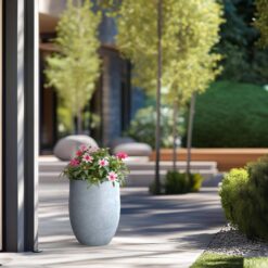 Sapcrete 17 in. Large Soft Slate Concrete Round planter / Pot with drainage holes
