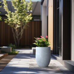 Sapcrete 17 in. Large Soft Slate Concrete Round planter / Pot with drainage holes