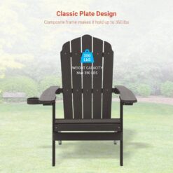 Sonkuki Coffee Folding Adirondack Chair, Waterproof HIPS High Load Capacity Patio Chair with Wide Armrests (1-Piece)