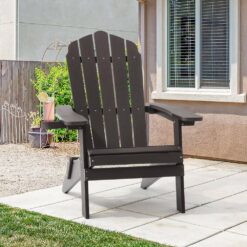 Sonkuki Coffee Folding Adirondack Chair, Waterproof HIPS High Load Capacity Patio Chair with Wide Armrests (1-Piece)