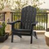 Sonkuki Black Outdoor Plastic Folding Adirondack Chair Patio Fire Pit Chair for Outside