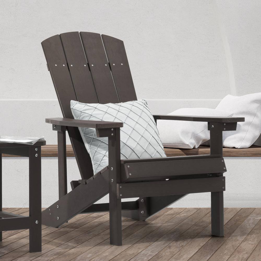 Sonkuki Recycled Plastic Coffee Weather Resistant Outdoor Adirondack Chair Single Seat (Set of 1)