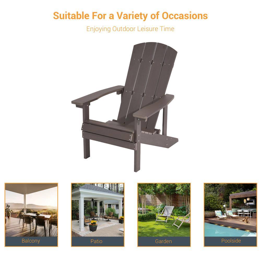 Sonkuki Recycled Plastic Coffee Weather Resistant Outdoor Adirondack Chair Single Seat (Set of 1)