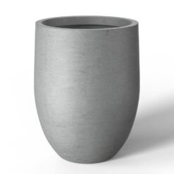 Sapcrete 22"H Concrete Garden Flower Pots, Modern Round Lightweight Planters with Drainage Hole for Outdoor/Indoor, Natural