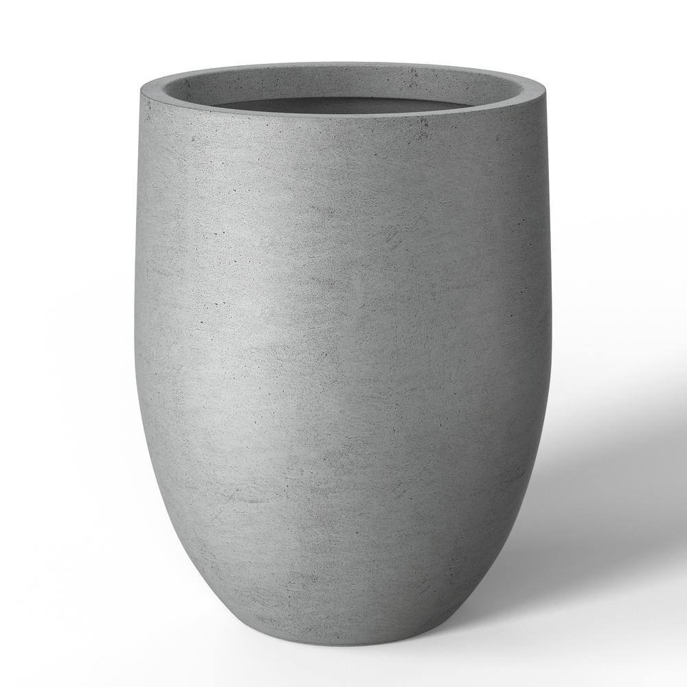 Sapcrete 22"H Concrete Garden Flower Pots, Modern Round Lightweight Planters with Drainage Hole for Outdoor/Indoor, Natural