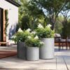 Sapcrete 10in., 13in., 16in. Dia Stone Finish Extra Large Tall Round Concrete Plant Pot/Planter for Indoor & Outdoor Set of 3
