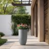 Sapcrete Lightweight 13.5 in. x 24.5 in. Stone Finish Extra Large Tall Round Concrete Plant Pot/Planter for Indoor and Outdoor