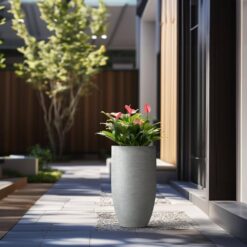 Sapcrete Lightweight 13.5 in. x 24.5 in. Stone Finish Extra Large Tall Round Concrete Plant Pot/Planter for Indoor and Outdoor