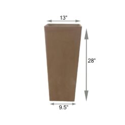 Arcadia Garden Products Contempo Tall Square 13 in. x 13 in. x 28 in. Taupe PSW Pot