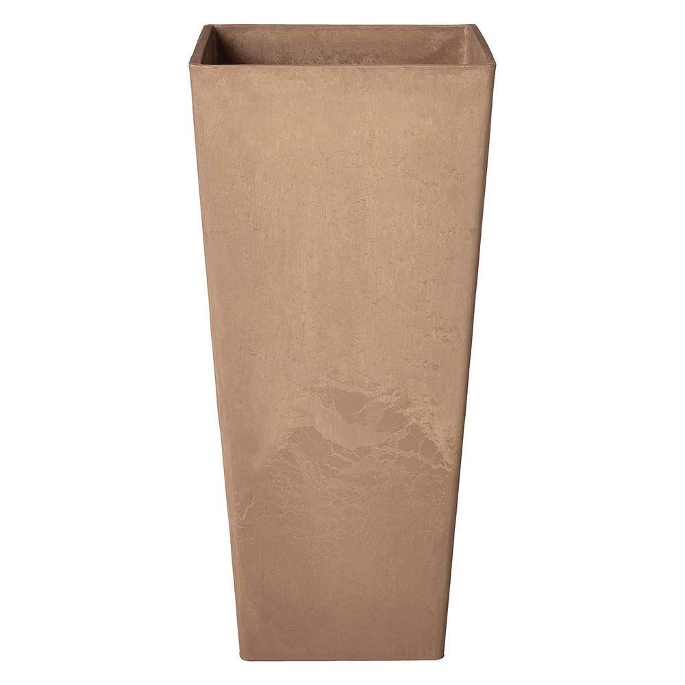 Arcadia Garden Products Contempo Tall Square 13 in. x 13 in. x 28 in. Taupe PSW Pot