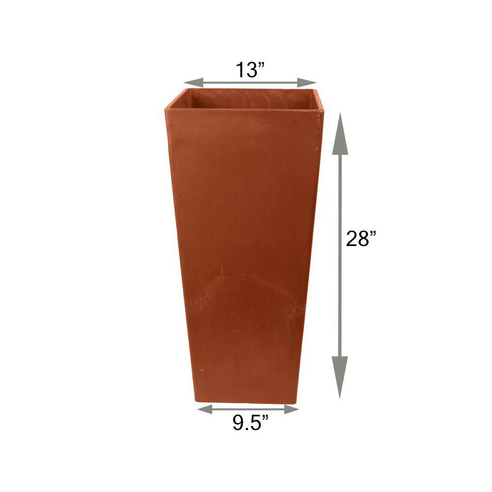 Arcadia Garden Products Contempo Tall Square 13 in. x 13 in. x 28 in. Terra Cotta PSW Pot