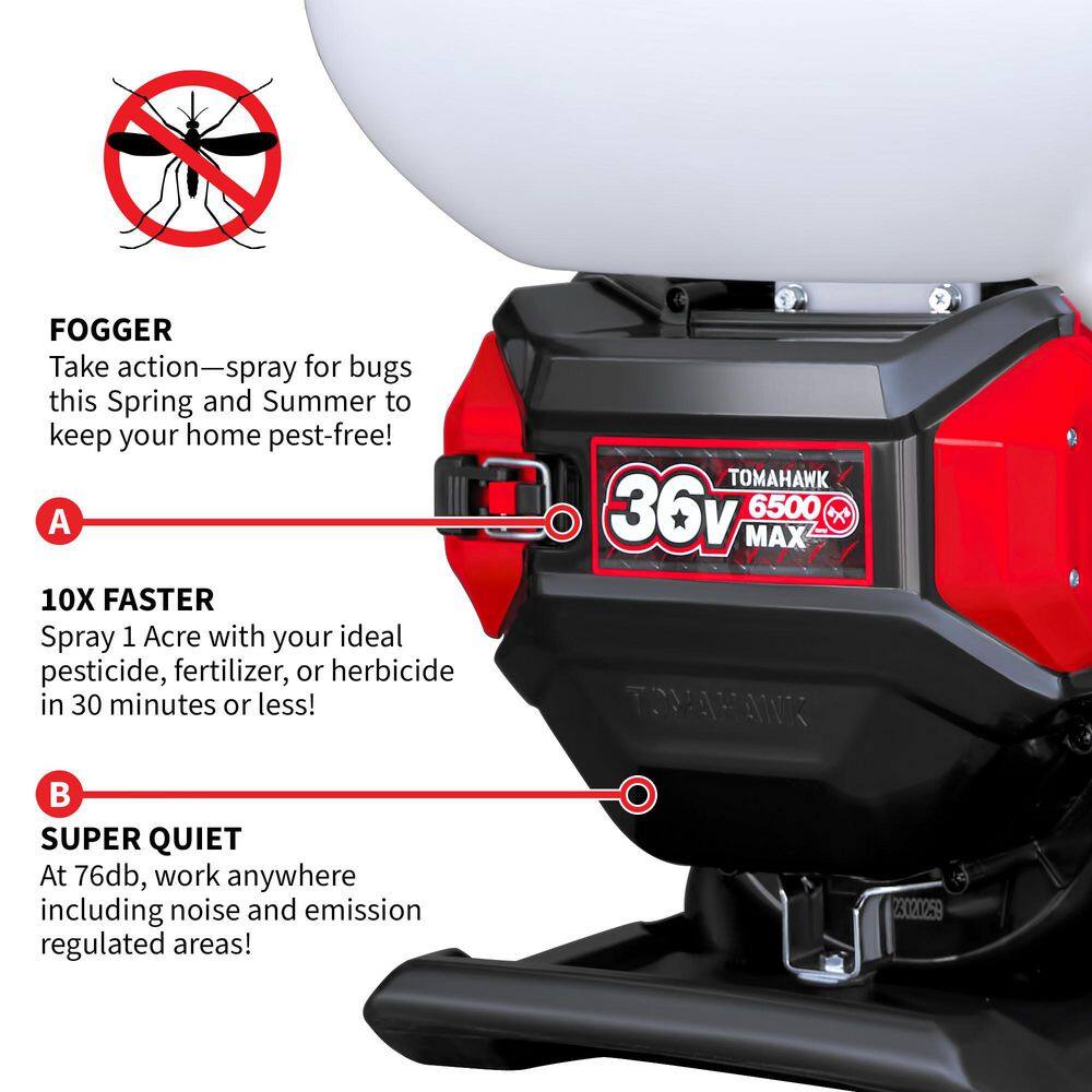 Tomahawk Power 4 Gal. Battery Powered Backpack Mosquito Fogger Sprayer 36V for Pest Control Ticks, Fleas, Flies, and Mosquitoes