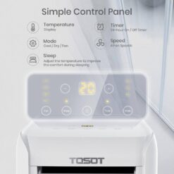 Tosot AOVIA 9,500 BTU (6,000 BTU SACC) Portable Air Conditioner Cools 300 sq. ft. with Dehumidifier and Fan in White
