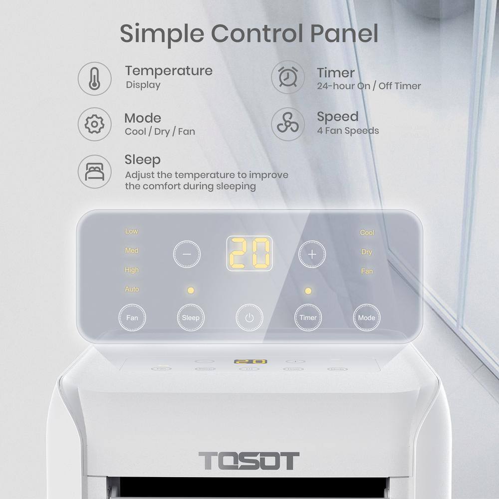 Tosot AOVIA 9,500 BTU (6,000 BTU SACC) Portable Air Conditioner Cools 300 sq. ft. with Dehumidifier and Fan in White