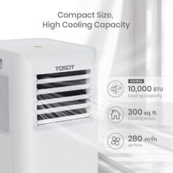 Tosot AOVIA 9,500 BTU (6,000 BTU SACC) Portable Air Conditioner Cools 300 sq. ft. with Dehumidifier and Fan in White