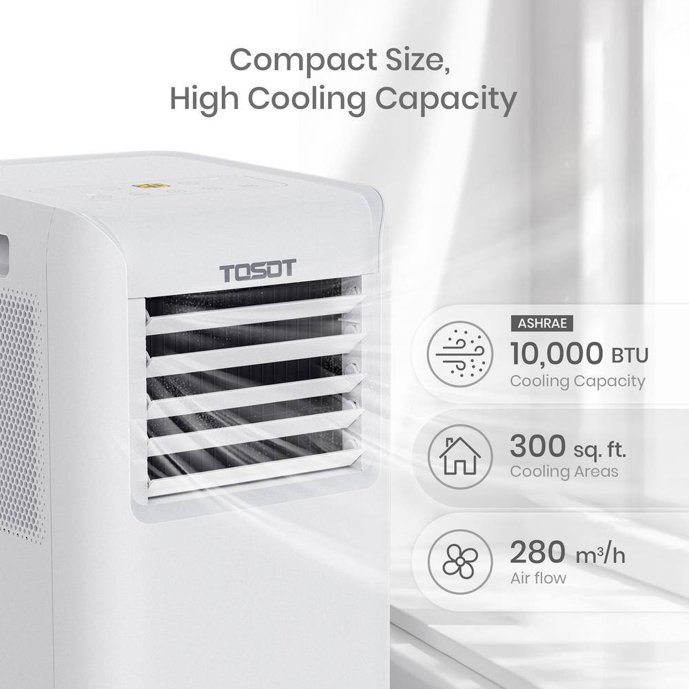 Tosot AOVIA 9,500 BTU (6,000 BTU SACC) Portable Air Conditioner Cools 300 sq. ft. with Dehumidifier and Fan in White