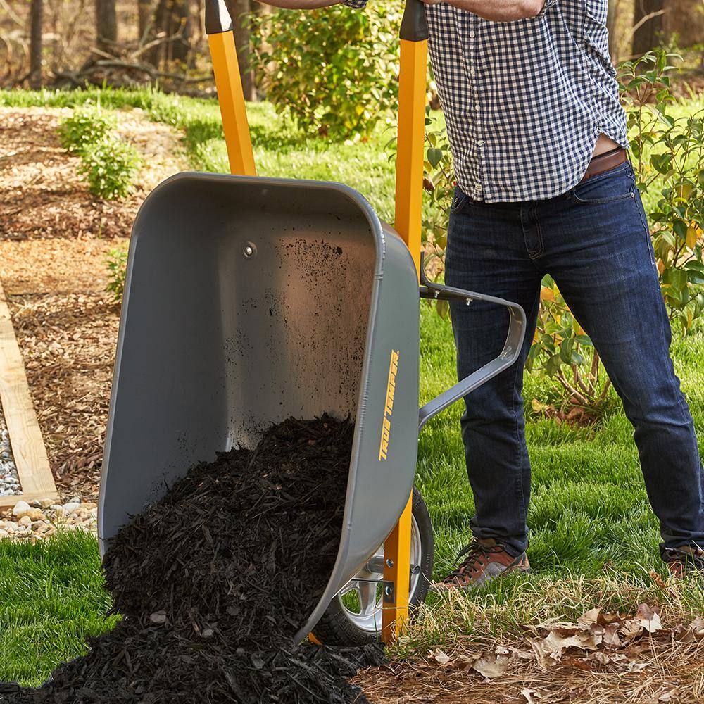 True Temper 6 cu. ft. Wheelbarrow with Steel Handles and Flat Free Tire (Pack of 2)