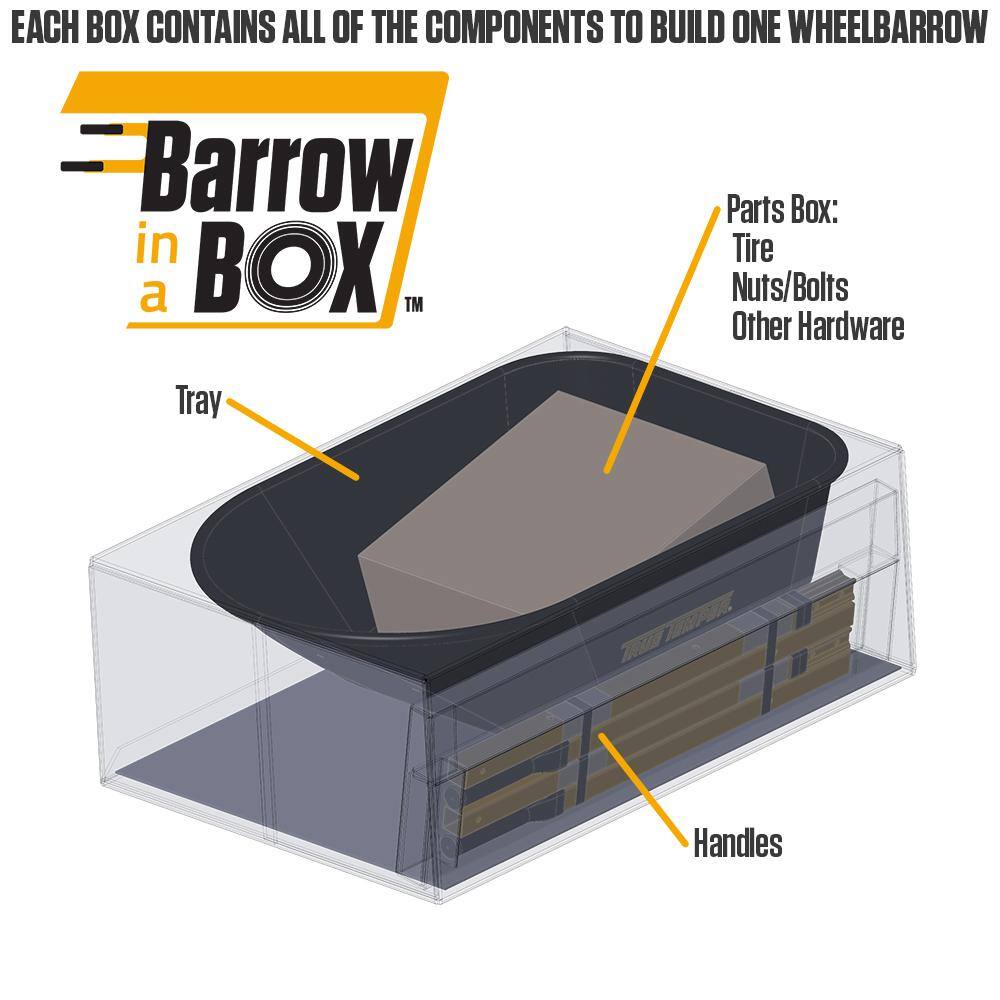 True Temper 6 cu. ft. Barrow in a Box Steel Wheelbarrow with Steel Handles