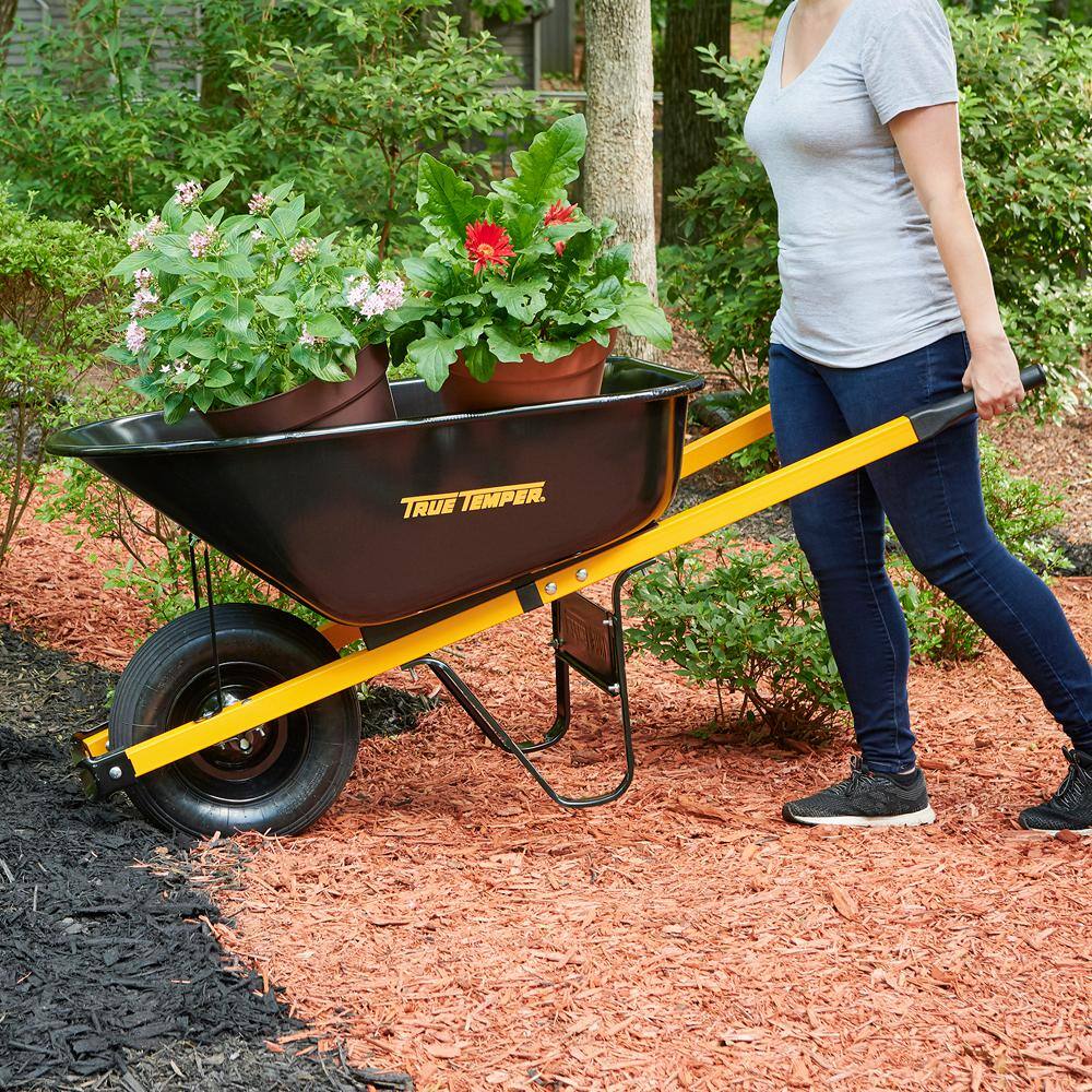 True Temper 6 cu. ft. Barrow in a Box Steel Wheelbarrow with Steel Handles