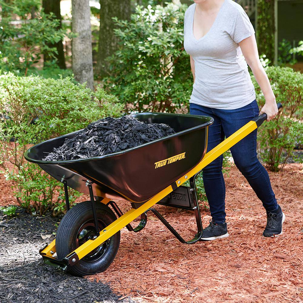 True Temper 6 cu. ft. Barrow in a Box Steel Wheelbarrow with Steel Handles
