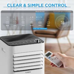 TURBRO 5,000 BTU Portable Air Conditioner Cools 300 Sq. Ft. with Dehumidifier and Fan in White