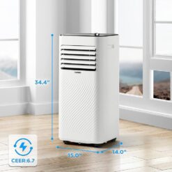 TURBRO 5,000 BTU Portable Air Conditioner Cools 300 Sq. Ft. with Dehumidifier and Fan in White