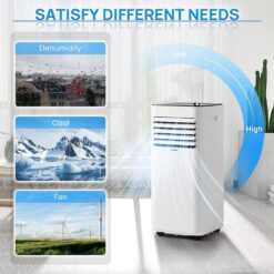 TURBRO 5,000 BTU Portable Air Conditioner Cools 300 Sq. Ft. with Dehumidifier and Fan in White