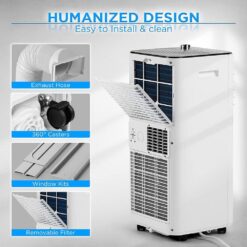 TURBRO 5,000 BTU Portable Air Conditioner Cools 300 Sq. Ft. with Dehumidifier and Fan in White