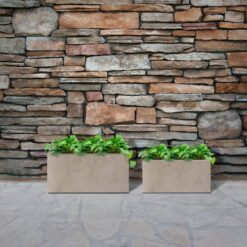 KANTE 31.4 in. & 23.6 in. L Rectangular Weathered Lightweight Long Low Planters w/Drainage Hole (Set of 2) Outdoor/Indoor