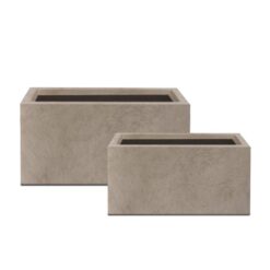 KANTE 31.4 in. & 23.6 in. L Rectangular Weathered Lightweight Long Low Planters w/Drainage Hole (Set of 2) Outdoor/Indoor