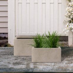 KANTE 31.4 in. & 23.6 in. L Rectangular Weathered Lightweight Long Low Planters w/Drainage Hole (Set of 2) Outdoor/Indoor