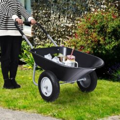 WELLFOR 5 cu. ft. Plastic Garden Dolly Post Hole Digger Utility Cart Wheelbarrow
