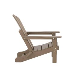 WESTIN OUTDOOR Laguna (5-Piece) Outdoor Patio Classic HDPE Folding Adirondack Chair with Ottoman and Side Table Set in Weathered Wood