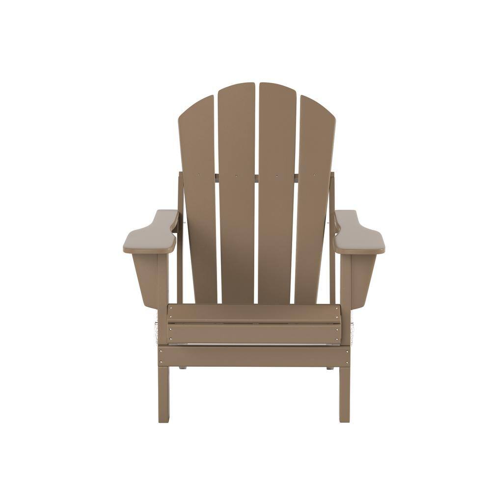 WESTIN OUTDOOR Laguna (5-Piece) Outdoor Patio Classic HDPE Folding Adirondack Chair with Ottoman and Side Table Set in Weathered Wood