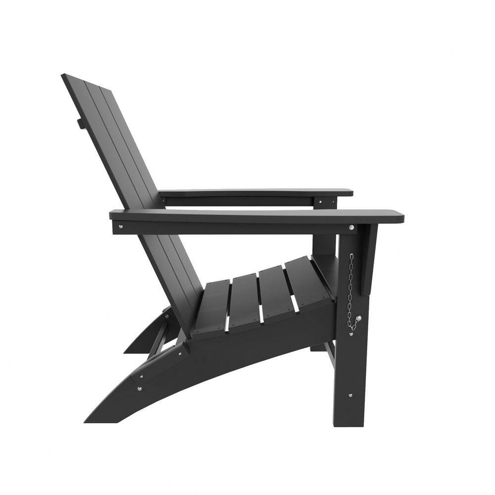 WESTIN OUTDOOR Shoreside Outdoor Patio Fade Proof Modern Folding Plastic Adirondack Chair in Gray