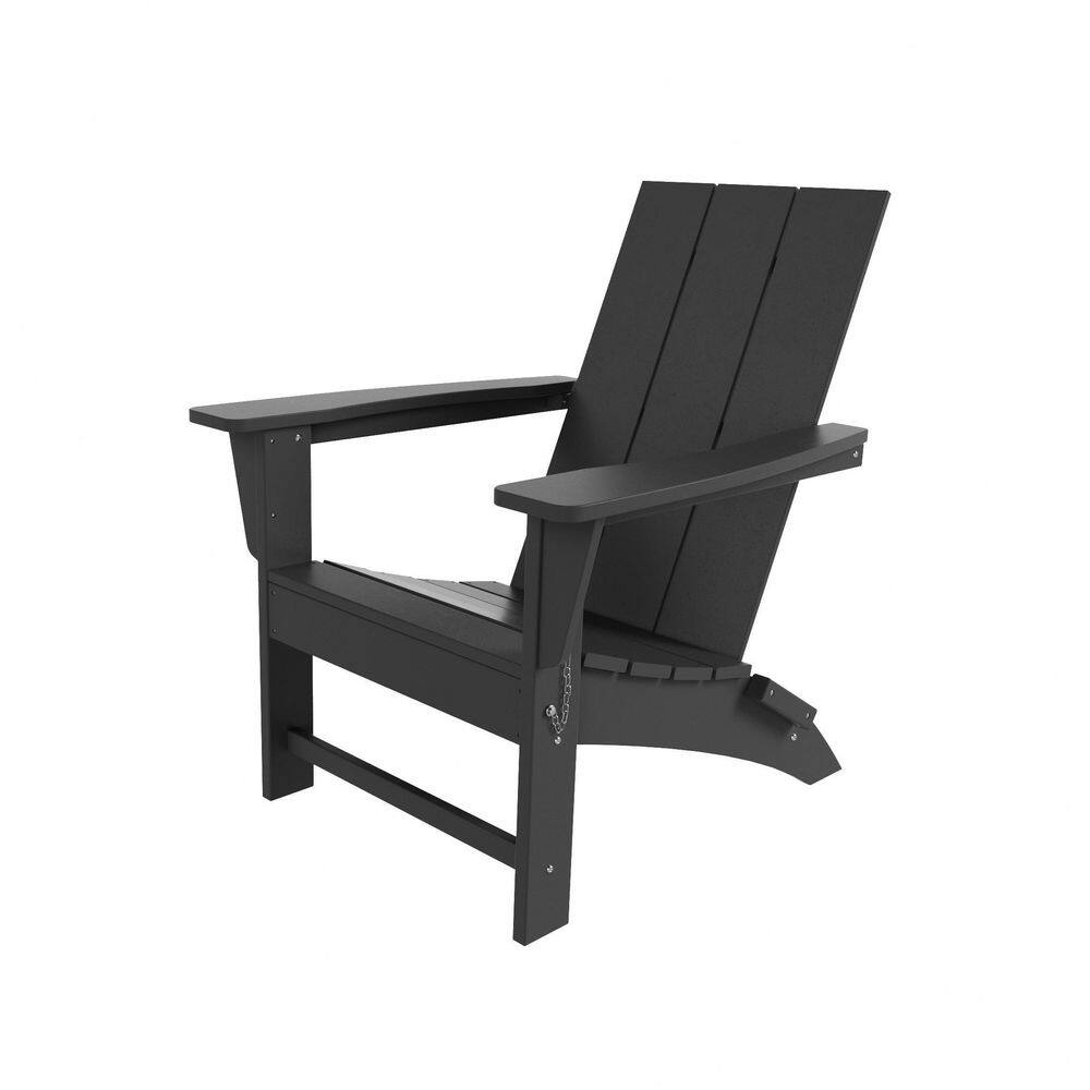 WESTIN OUTDOOR Shoreside Outdoor Patio Fade Proof Modern Folding Plastic Adirondack Chair in Gray