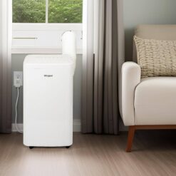 Whirlpool 8,300 BTU Portable Air Conditioner with Dehumidifier Cools 550 sq. ft with Remote, White