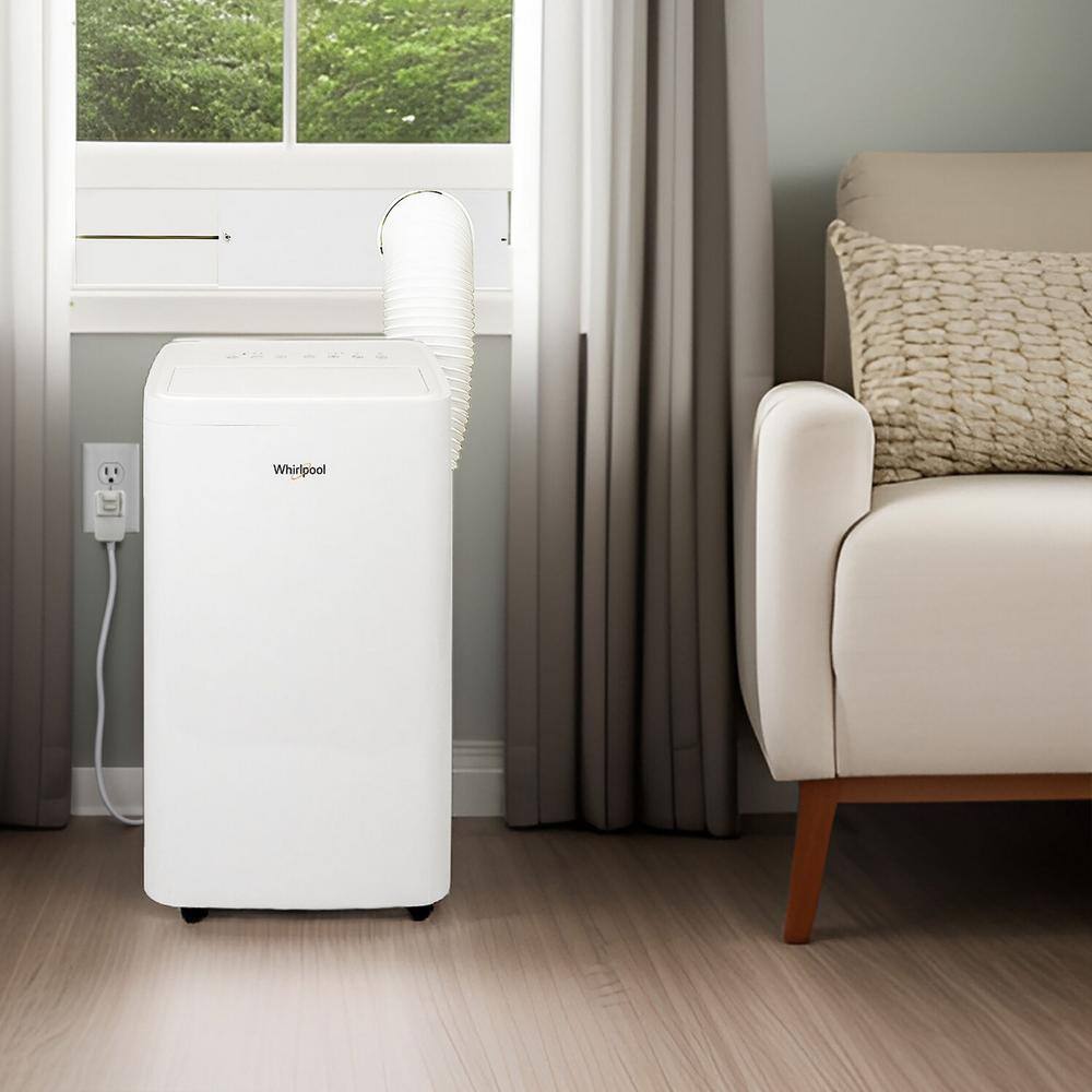 Whirlpool 8,300 BTU Portable Air Conditioner with Dehumidifier Cools 550 sq. ft with Remote, White