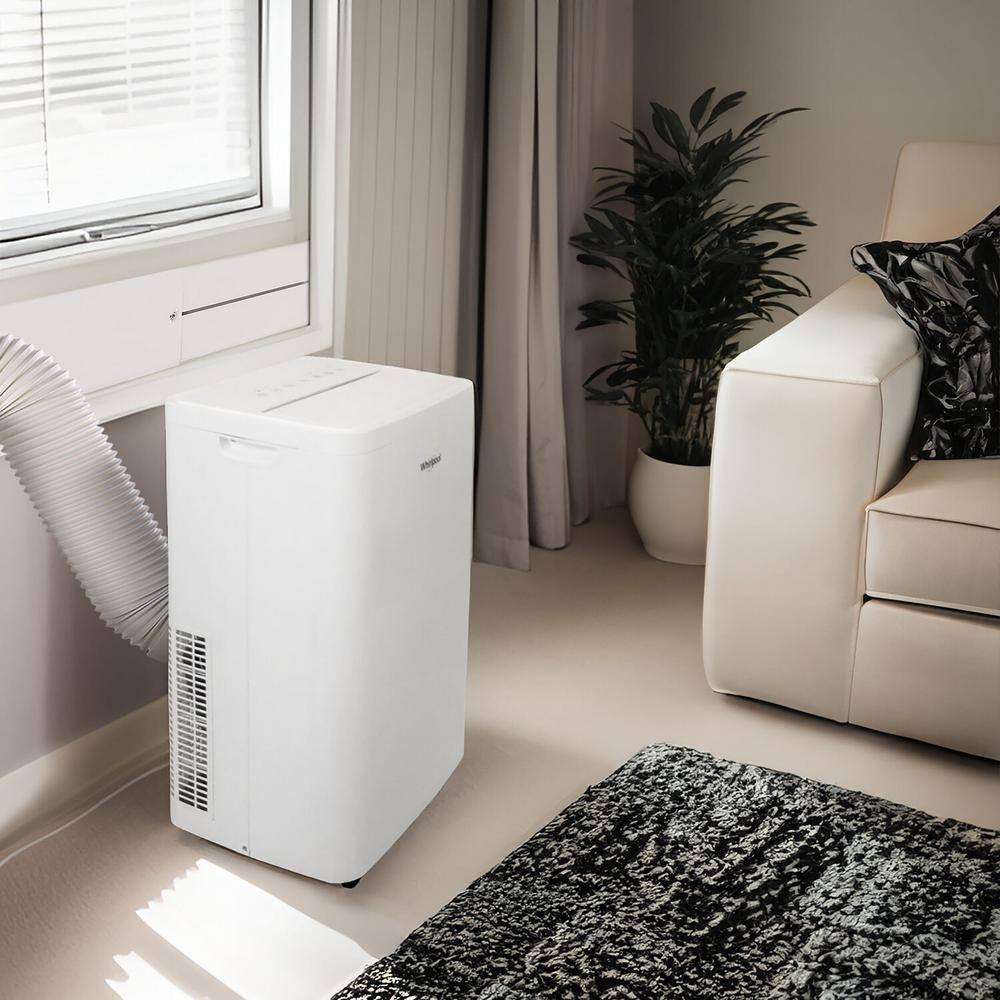 Whirlpool 8,300 BTU Portable Air Conditioner with Dehumidifier Cools 550 sq. ft with Remote, White
