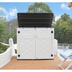 Decksplore Outdoor Storage Shed 358 Gal. 53.15 in.x 33. 07 in.x 46. 85 in. White Resin Large Waterproof Deck Box Shed