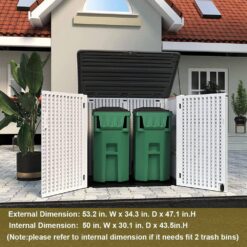 Decksplore Outdoor Storage Shed 358 Gal. 53.15 in.x 33. 07 in.x 46. 85 in. White Resin Large Waterproof Deck Box Shed