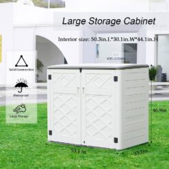 Decksplore Outdoor Storage Shed 358 Gal. 53.15 in.x 33. 07 in.x 46. 85 in. White Resin Large Waterproof Deck Box Shed