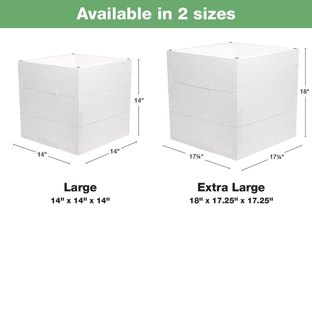 EXCELLO GLOBAL PRODUCTS Extra Large 18 in. White Wooden Planter Box with String Light Pole Sleeve